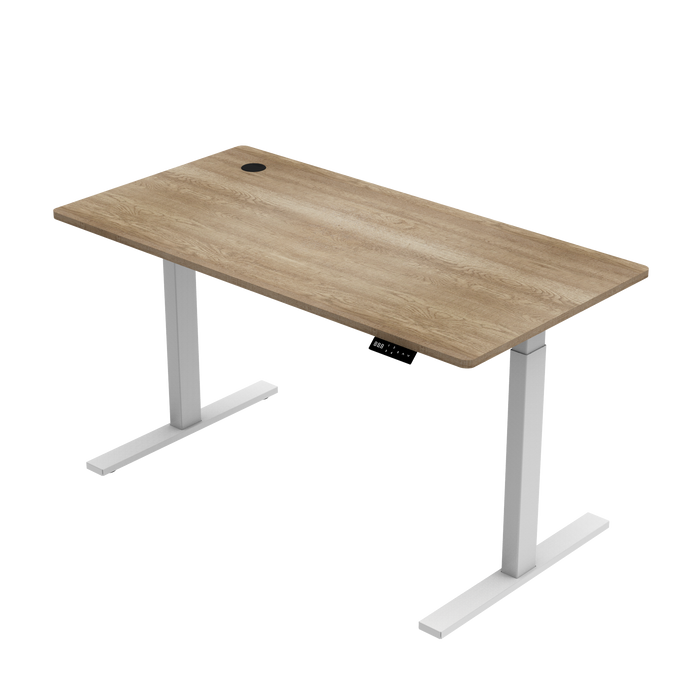 Sitz-Steh-Schreibtisch S1 140x70 Weiß / Vintage Eiche