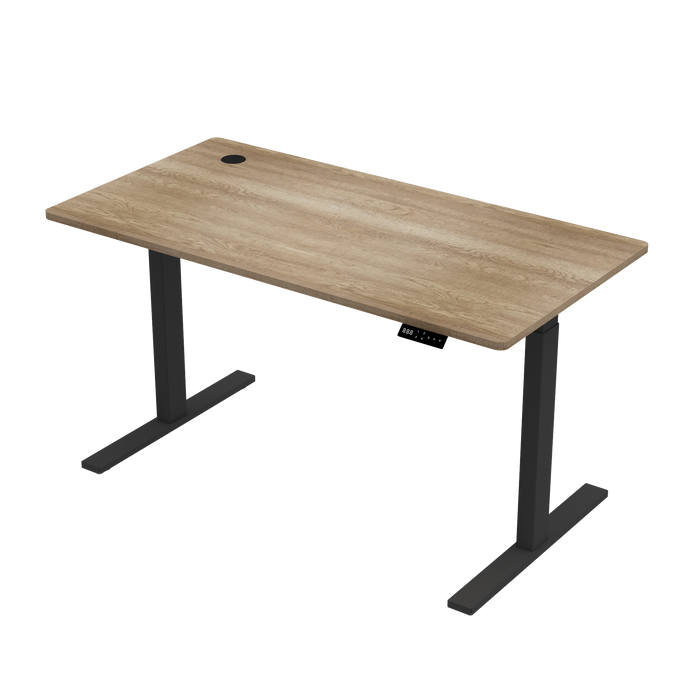 Sitz-Steh-Schreibtisch S1 140x70 Schwarz / Vintage Eiche