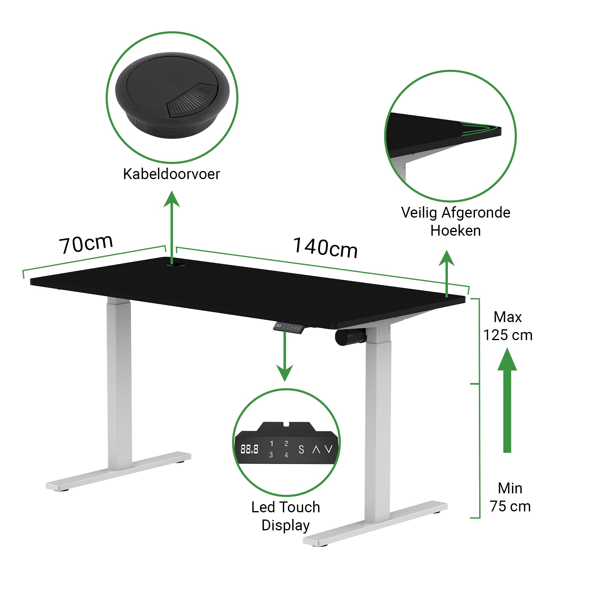 Zit-sta bureau S1 140x70