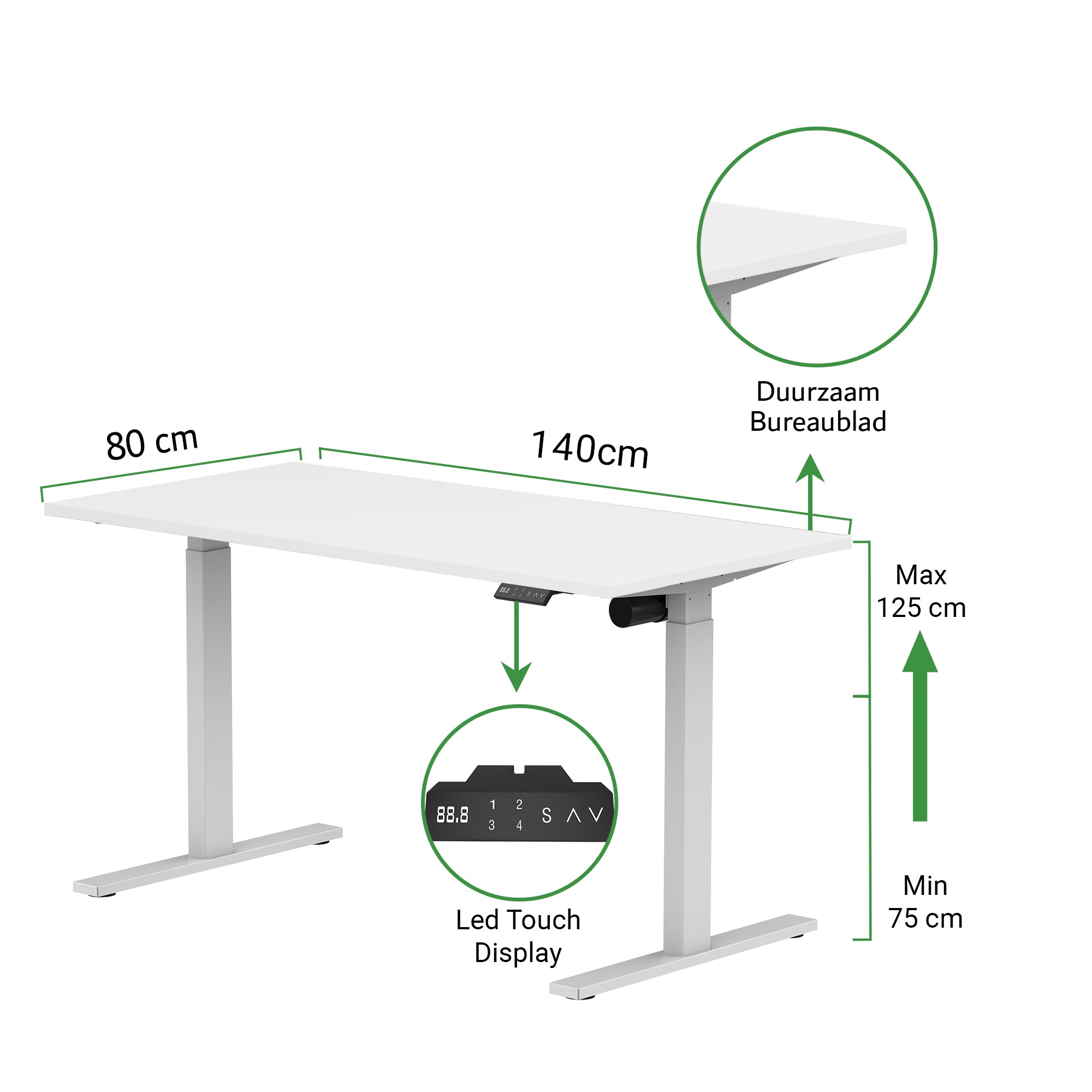 Sitz-Steh-Schreibtisch S1 140x70 Schwarz / Vintage Eiche