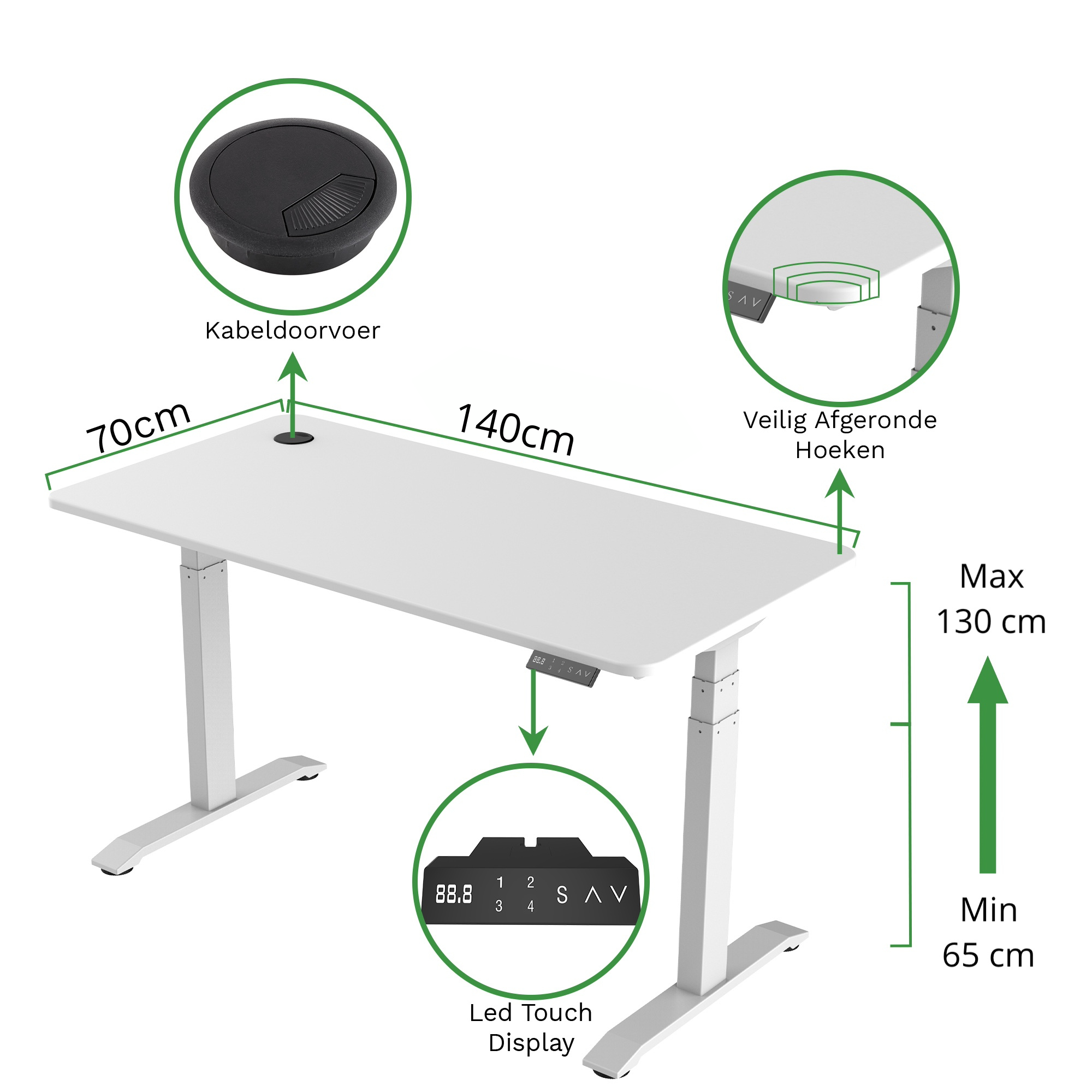Sitz-Steh-Schreibtisch S2 140x70 Schwarz / Vintage Eiche