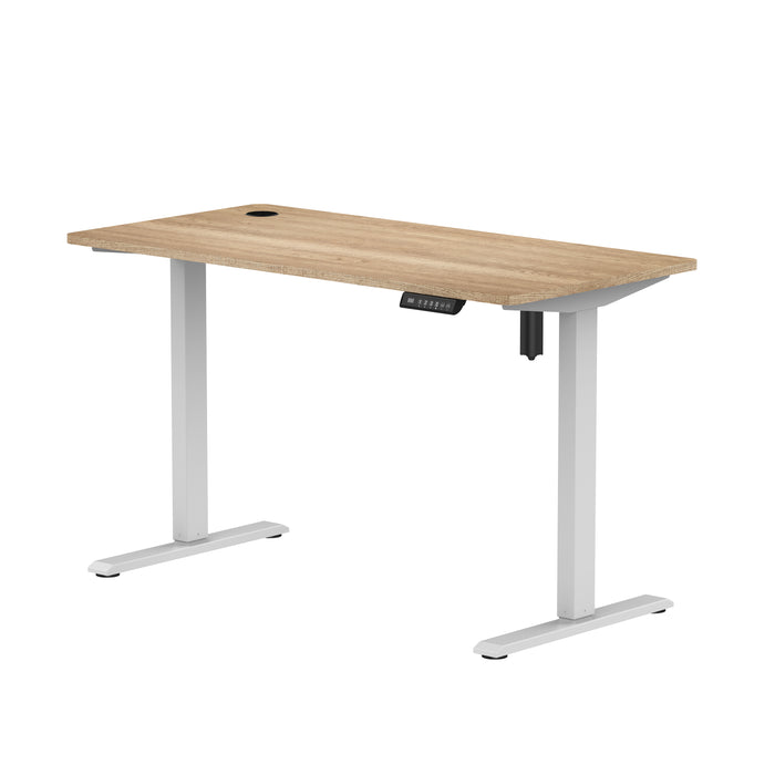Sitz-Steh-Schreibtisch kompakt 118x60 Weiß / Vintage Eiche
