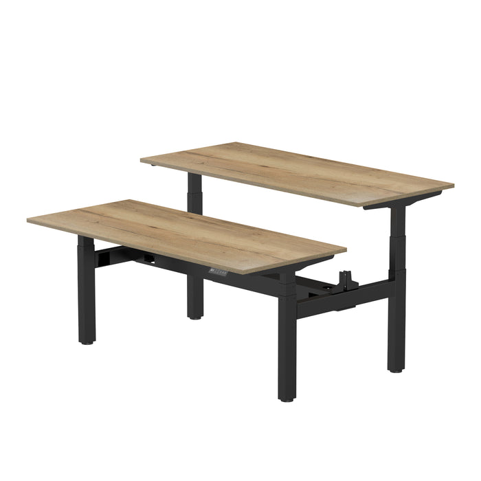 Zit-sta bureau S4 140x80 Zwart / Authentiek eiken