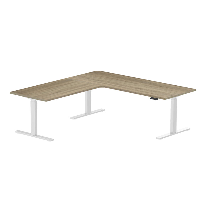 Sitz-Steh-Eckschreibtisch 180x160x80 Weiß/Graue Eiche