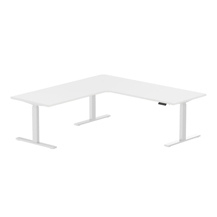 Sitz-Steh-Eckschreibtisch 180x160x80 Weiß / Reinweiß