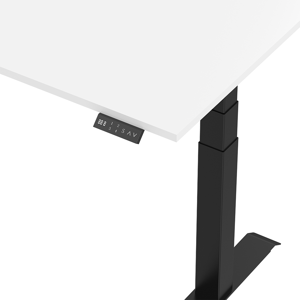 Sitz-Steh-Schreibtisch S2 140x80 Weiß / Echtholz Eiche