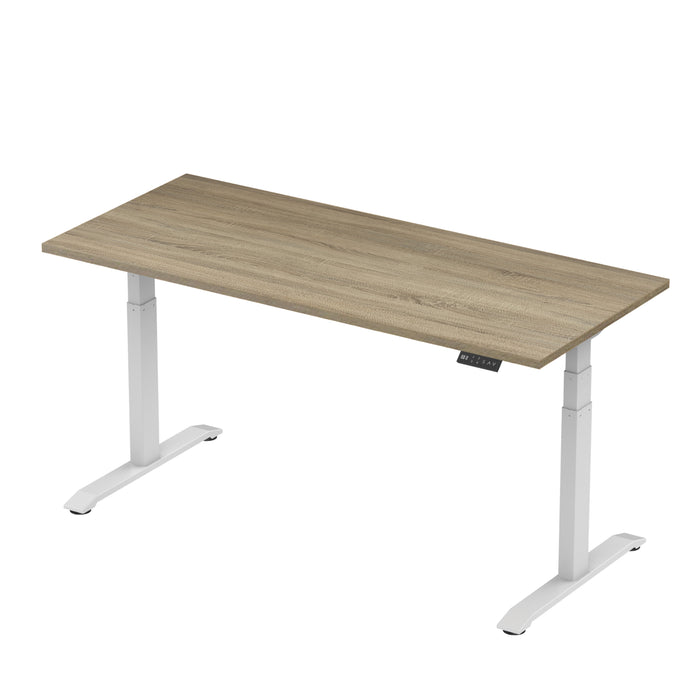 Sitz-Steh-Schreibtisch S2 200x80 Weiß / Graueiche