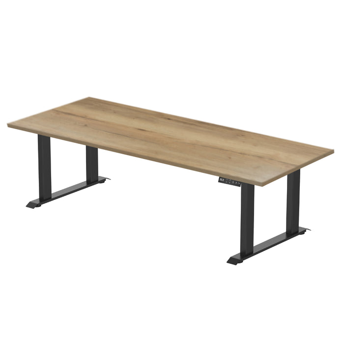 Sitz-Steh-Schreibtisch S5 200x100 Schwarz / Echtholz Eiche
