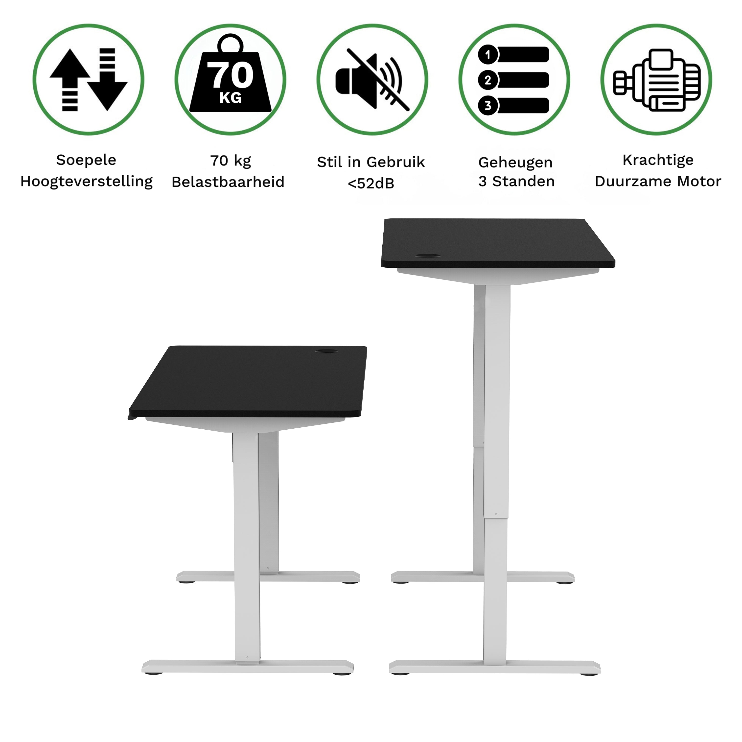 Sitz-Steh-Schreibtisch kompakt 118x60 Schwarz / Eiche Natur