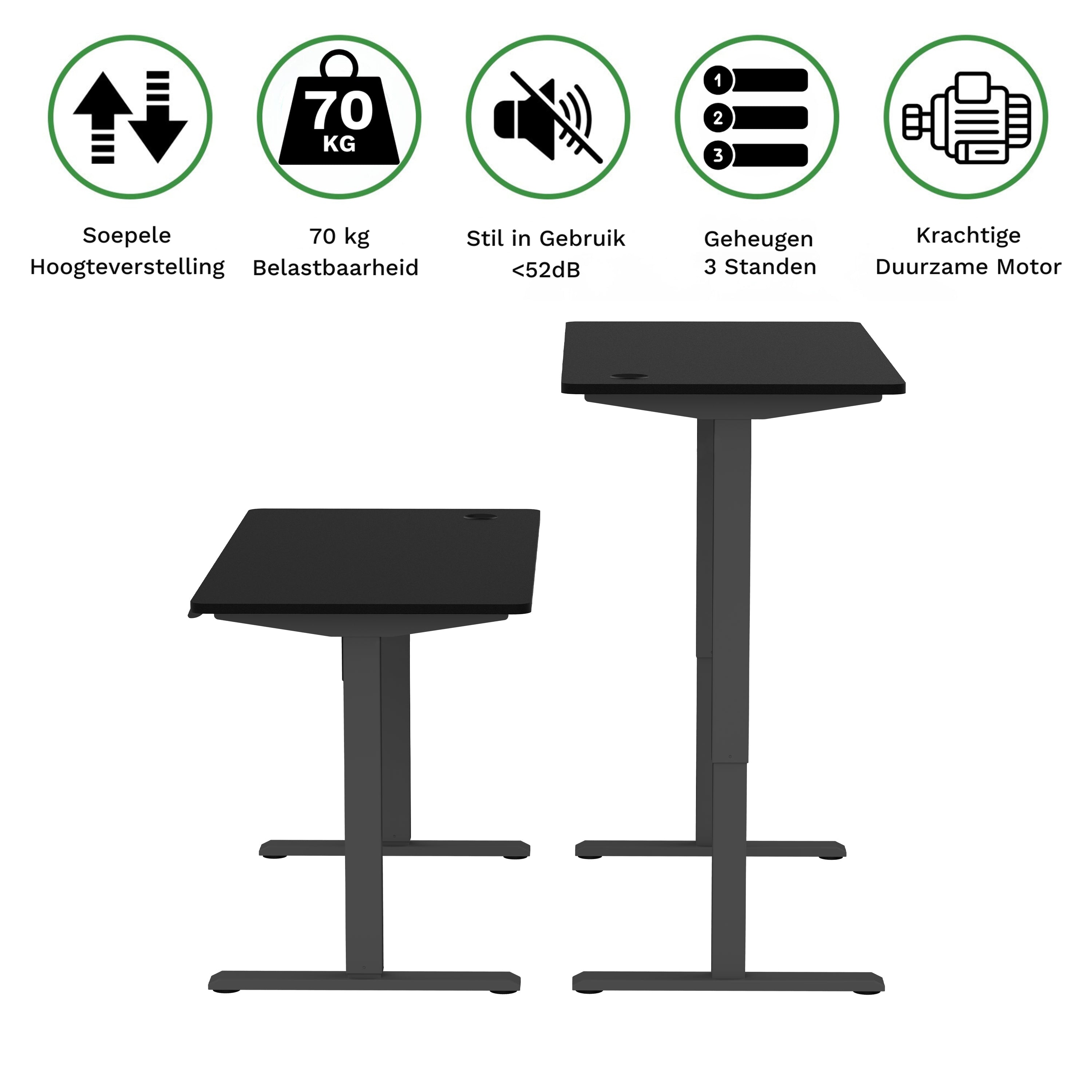 Sitz-Steh-Schreibtisch kompakt 118x60 Schwarz / Eiche Natur