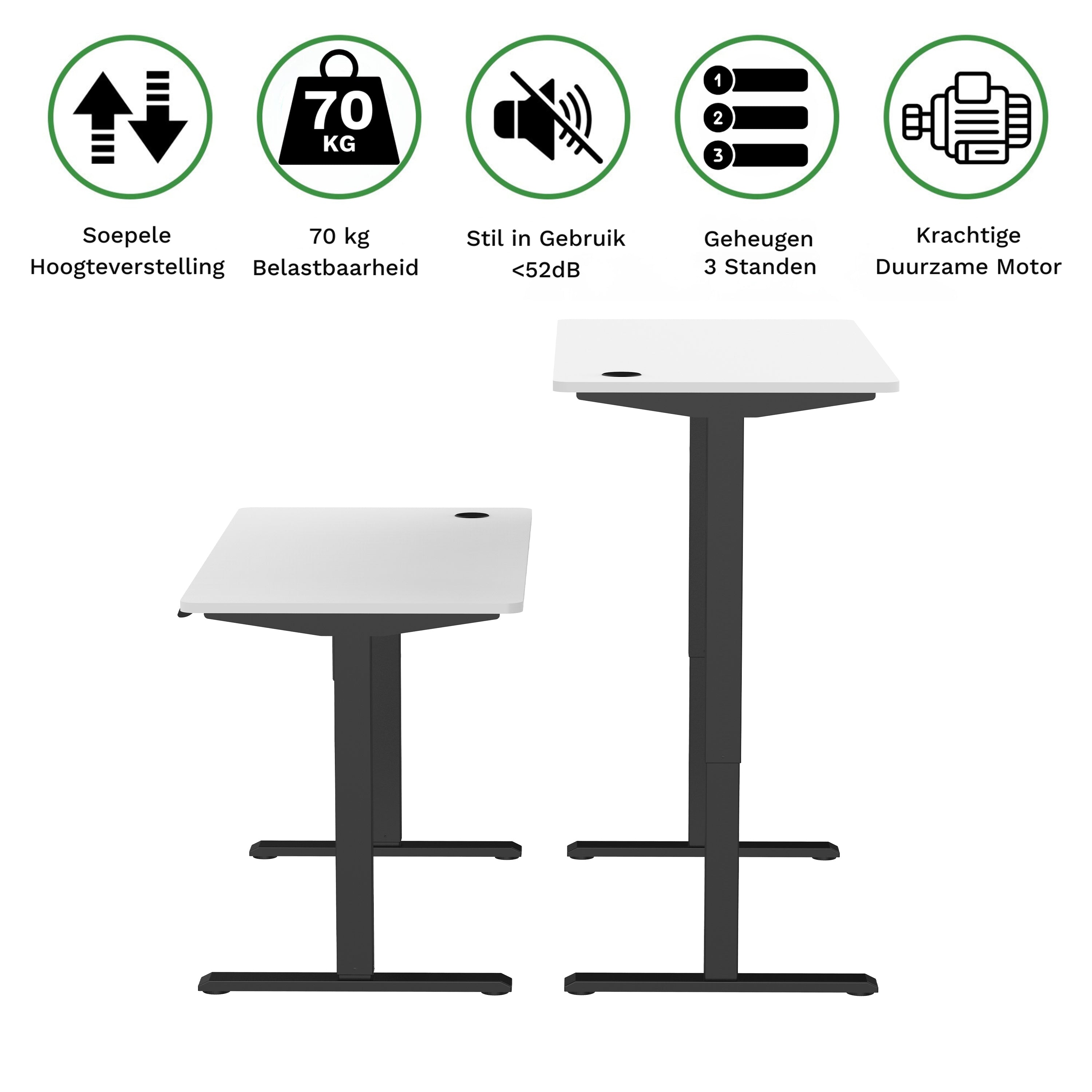 Sitz-Steh-Schreibtisch kompakt 118x60 Schwarz / Eiche Natur