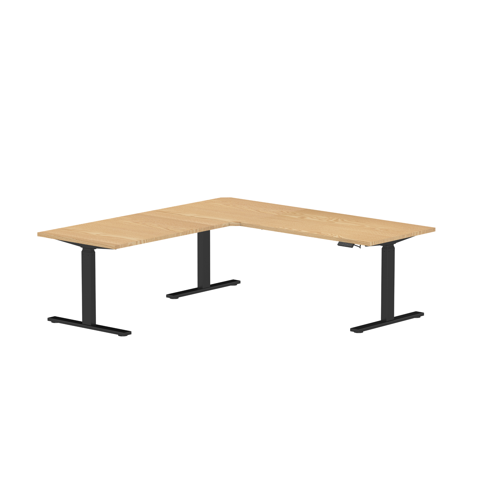 Sitz-Steh-Eckschreibtisch 180x160x70 Schwarz / Vintage Eiche