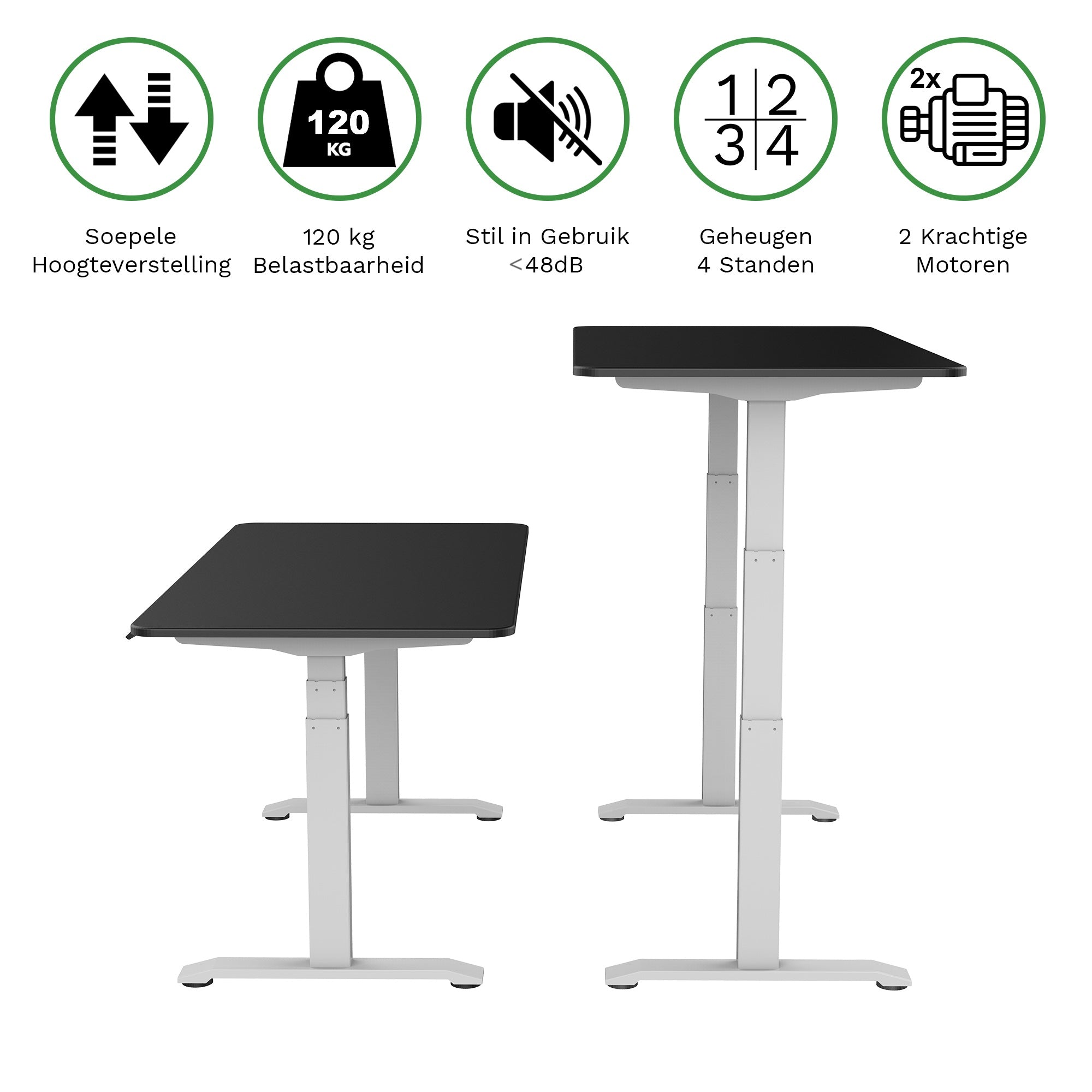 Sitz-Steh-Schreibtisch S2 140x70 Schwarz / Vintage Eiche