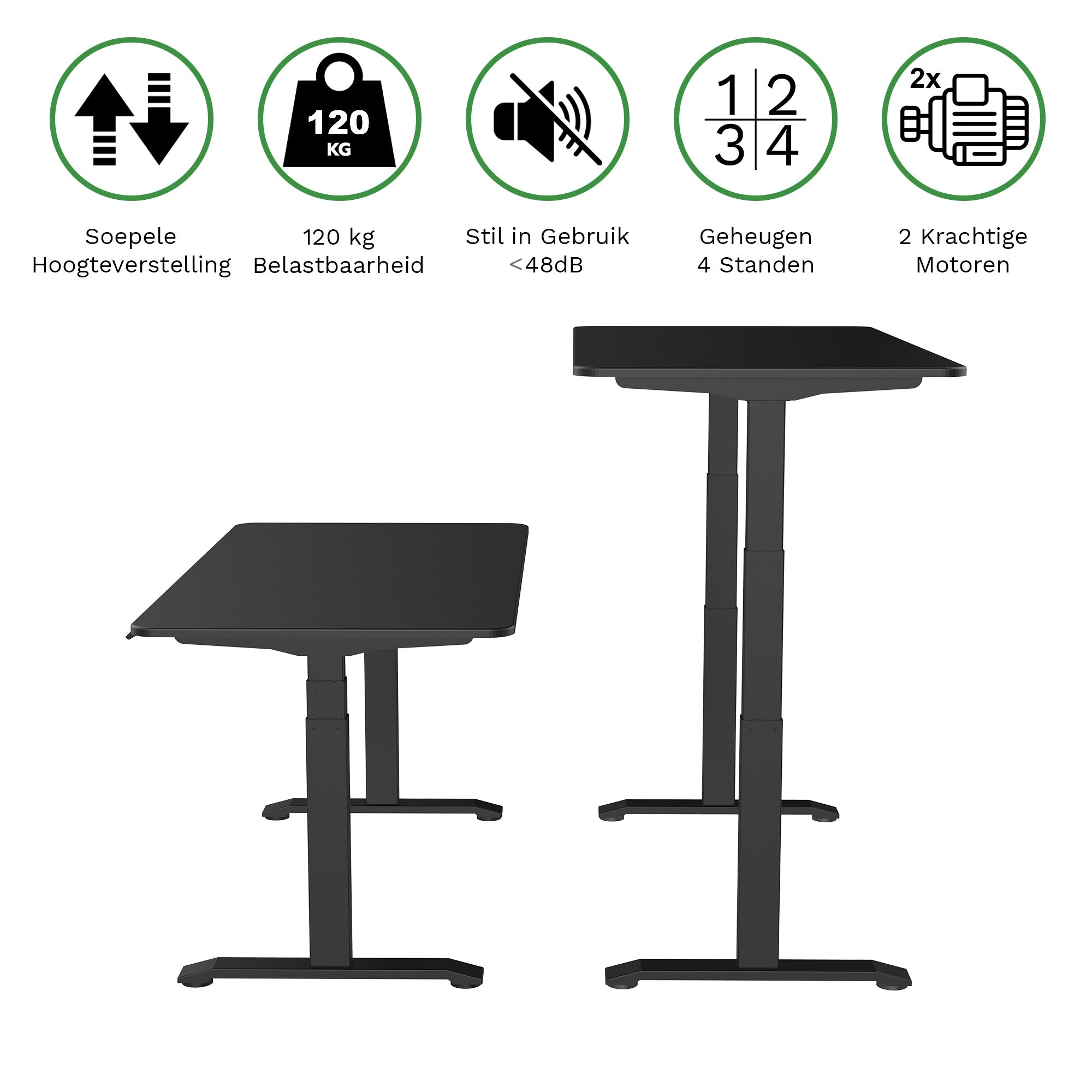 Sitz-Steh-Schreibtisch S2 140x70 Schwarz / Vintage Eiche