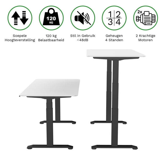 Zit-sta bureau 160x70 Zwart / Puur wit