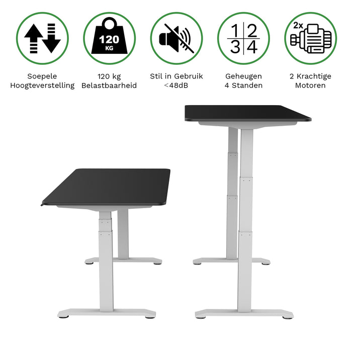 Zit-sta bureau S2 140x70 Wit / Intens zwart