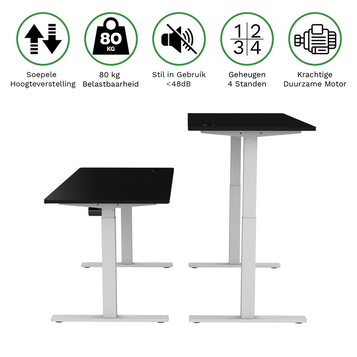 Zit-sta bureau S1 140x70 Wit / Intens zwart