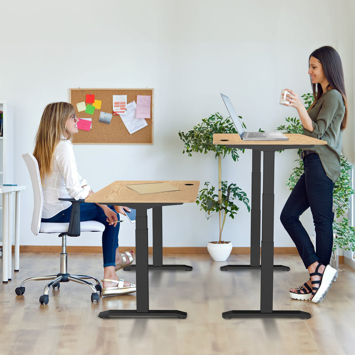 Zit-sta bureau S1 140x70 Zwart / Naturel eiken