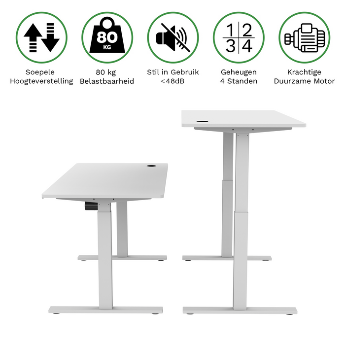 Zit-sta bureau S1 140x70 Wit / Puur wit
