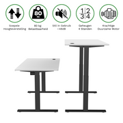 Sitz-Steh-Schreibtisch S1 140x70 Schwarz / Reinweiß