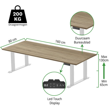 Sitz-Steh-Schreibtisch S5 200x100 Schwarz / Echtholz Eiche 