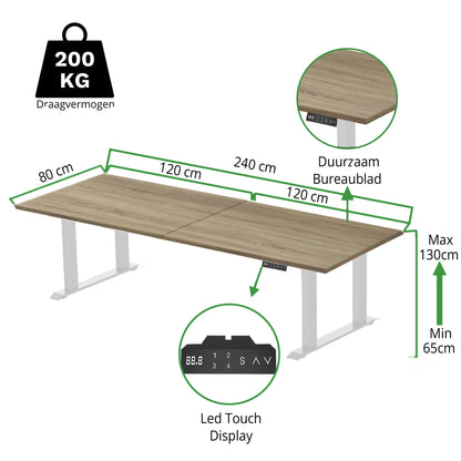 Sitz-Steh-Schreibtisch S5 200x100 Schwarz / Echtholz Eiche 