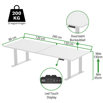 Sitz-Steh-Schreibtisch S5 200x100 Schwarz / Echtholz Eiche 