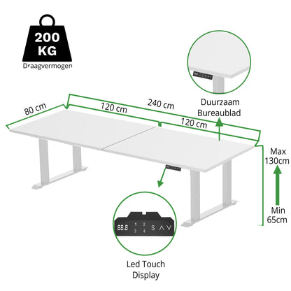 Sitz-Steh-Schreibtisch S5 200x100 Schwarz / Echtholz Eiche 