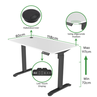 Sitz-Steh-Schreibtisch 118x60 Compact Pro Schwarz / Eiche Natur