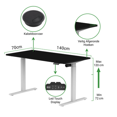 Sitz-Steh-Schreibtisch S1 140x70 Schwarz / Vintage Eiche