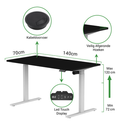 Sitz-Steh-Schreibtisch S1 140x70 Schwarz / Vintage Eiche