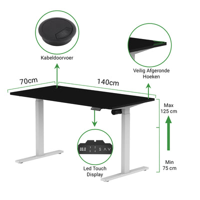 Sitz-Steh-Schreibtisch S1 140x70 Schwarz / Vintage Eiche