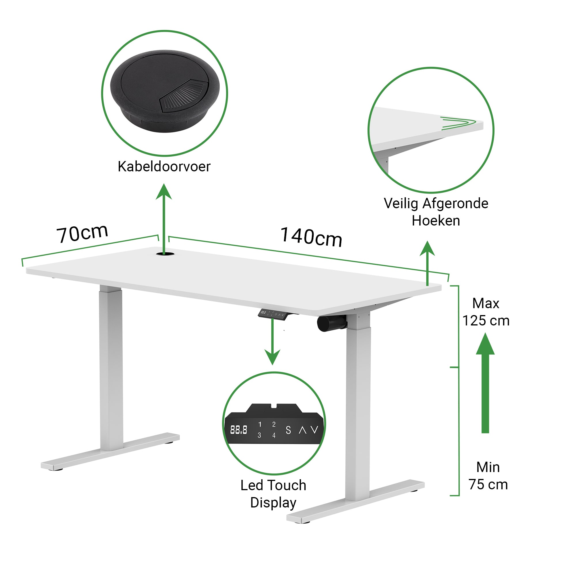 Zit-sta bureau S1 140x70