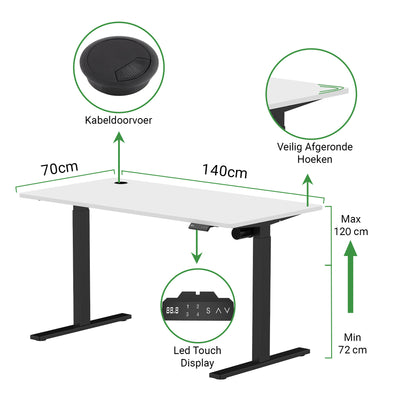 Sitz-Steh-Schreibtisch S1 140x70 Schwarz / Vintage Eiche