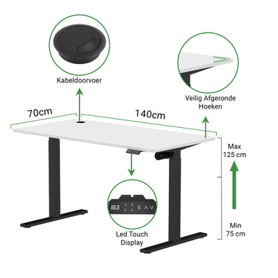 Sitz-Steh-Schreibtisch S1 140x70 Schwarz / Vintage Eiche