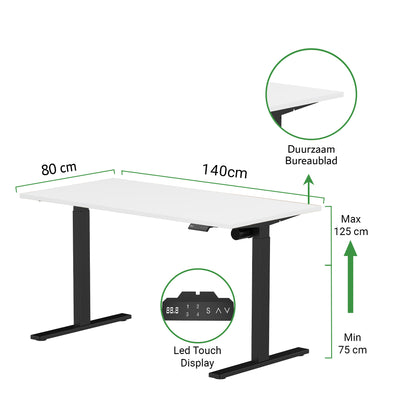 Sitz-Steh-Schreibtisch S1 140x70 Schwarz / Vintage Eiche