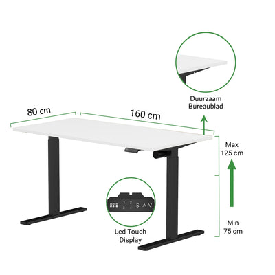 Sitz-Steh-Schreibtisch S1 140x70 Schwarz / Vintage Eiche