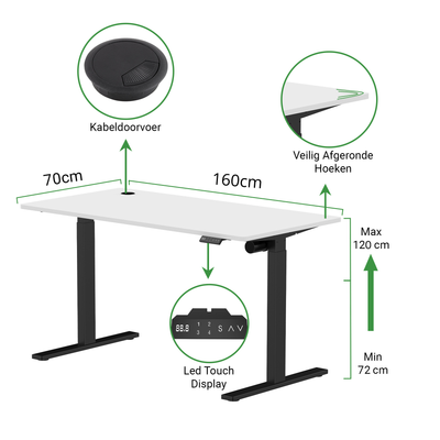 Sitz-Steh-Schreibtisch S1 140x70 Schwarz / Vintage Eiche
