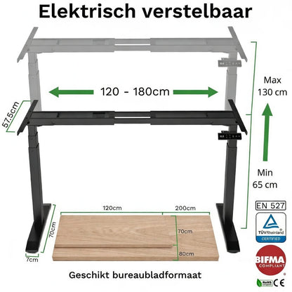 Sitz-Steh-Schreibtisch S2 140x80 Weiß / Echtholz Eiche 