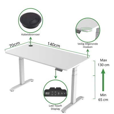 Sitz-Steh-Schreibtisch S2 140x70 Schwarz / Vintage Eiche