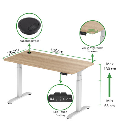 Sitz-Steh-Schreibtisch S2 140x70 Schwarz / Vintage Eiche