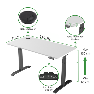 Sitz-Steh-Schreibtisch S2 140x70 Schwarz / Vintage Eiche