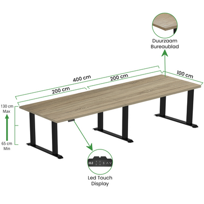 Sitz-Steh-Schreibtisch S5 200x100 Schwarz / Reinweiß 