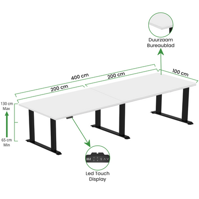 Sitz-Steh-Schreibtisch S5 200x100 Schwarz / Reinweiß 