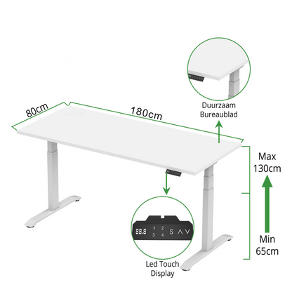 Sitz-Steh-Schreibtisch S2 140x80 Weiß / Echtholz Eiche 