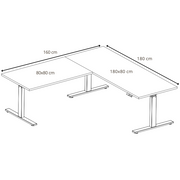 Sitz-Steh-Eckschreibtisch 180x160x80 Schwarz/Graue Eiche