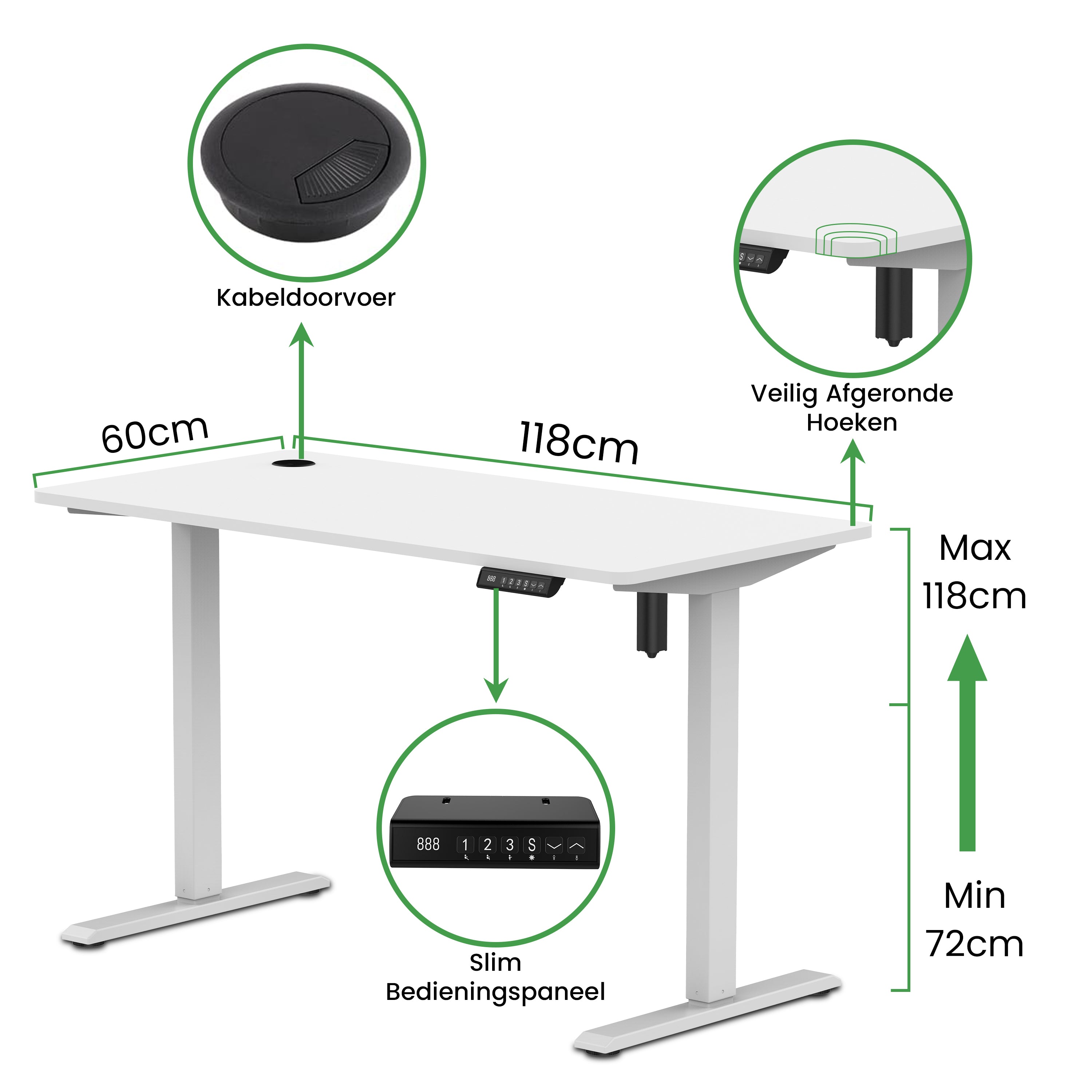 Sitz-Steh-Schreibtisch kompakt 118x60 Schwarz / Eiche Natur