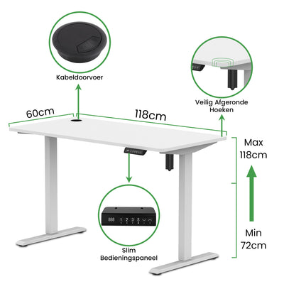 Sitz-Steh-Schreibtisch kompakt 118x60 Schwarz / Eiche Natur