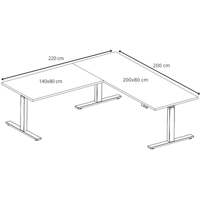Zit-sta hoekbureau S3 220x200x80
