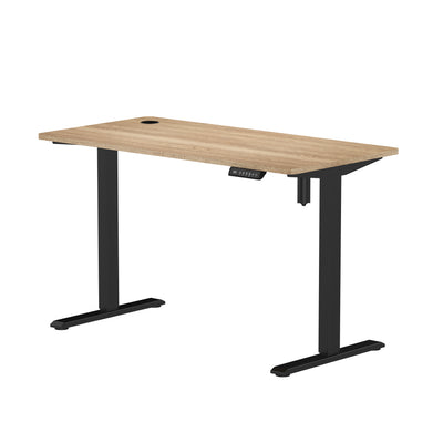 Sitz-Steh-Schreibtisch kompakt 118x60 Schwarz / Eiche Natur